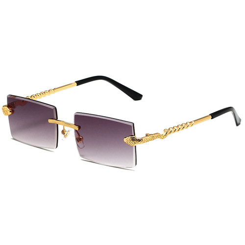 New Snake Metal Cut Edge Sunglasses European and American Square Cut Edge Men's and Women's Trendy Sunglasses SUANGLASSE