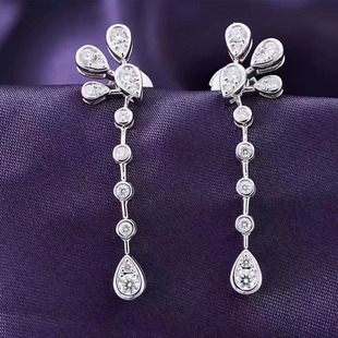 Cross-border supply round water drop earrings 18k gold natural diamond earrings pendant wedding natural diamond earrings custom