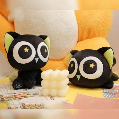 Luo Xiaohei's Story Plush Cat Pillow Toy, Big-Eyed Cat Doll, Cute Large Stuffed Toy, Wholesale