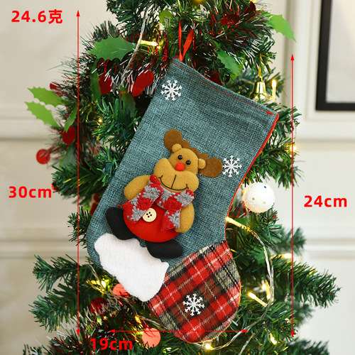 Cartoon Christmas socks Christmas snowman decoration gift bag pendant Santa Claus wishing candy bag ornaments