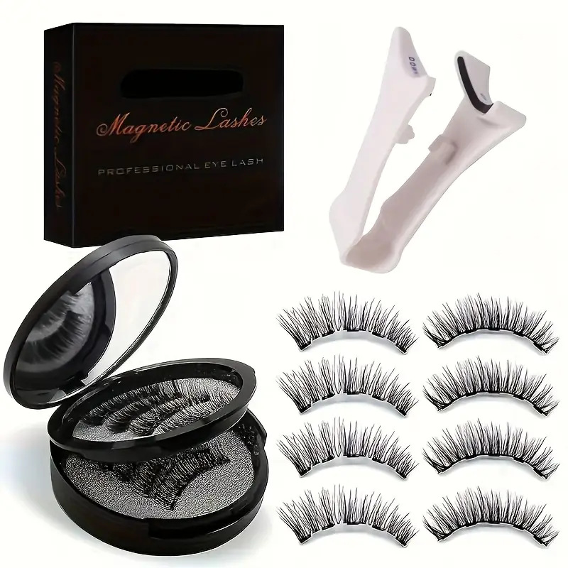 Imán imán fábrica de pestañas al por mayor tres pares 12 piezas pestañas magnéticas cinco pestañas falsas magnéticas sin pegamento europeas y americanas