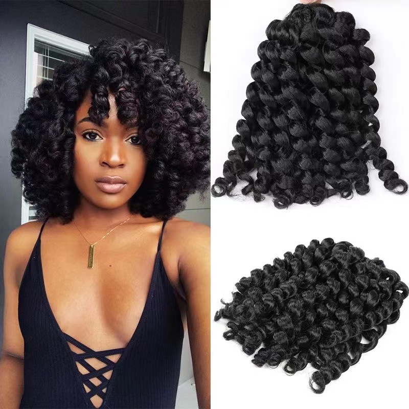 8 pulgadas corta fibra química ganchillo pelo pelo pelo Wand Curl África trenzada tornillo extensión de pelo pequeño resorte en stock