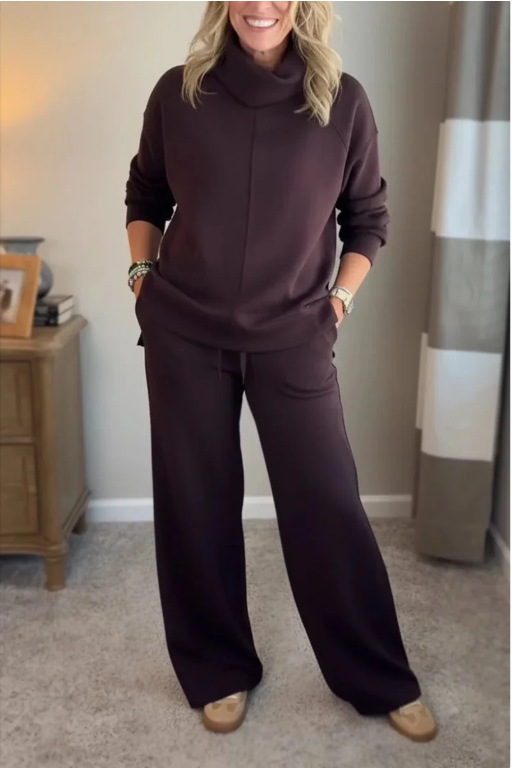 Women's High Neck Sweatshirt Solid Colour Casual Elegant Autumn Top_voghion.com
