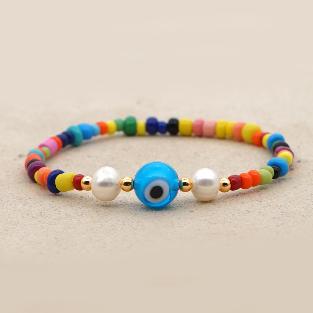 Bohemia Style Pearl Color Demon Eye Bracelets Wholesale display picture 7