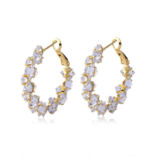 Elegant European and American Cross-border Exquisite Full Diamond Earrings, Unique Design, High-End, Light Luxury, Chic Women's Earrings