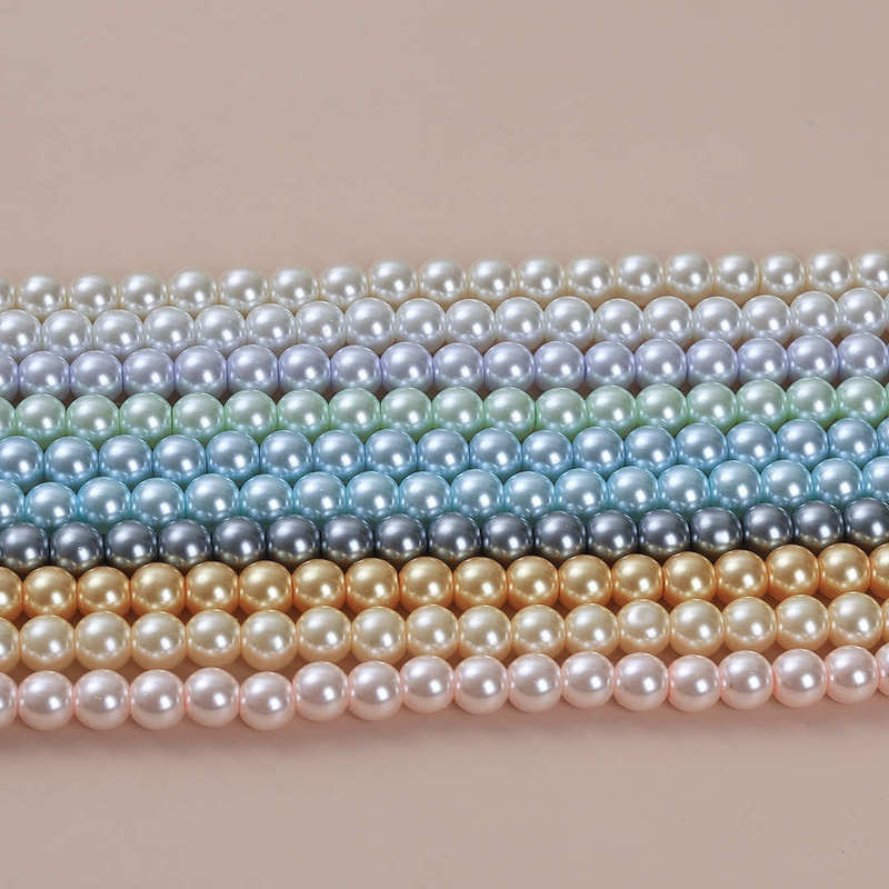 4Mm-10Mm Imitation Australian White Crystal Pearl Glass Loose Beads with Through-Hole Round Beads for DIY Bracelet and Necklace Accessories
