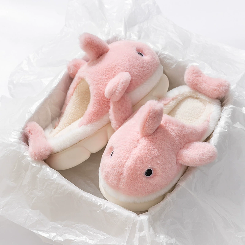 Cute Cartoon Winter Slippers, Plush Cotton Styles (whale, teddy, chubby), Sizes EU 36–47