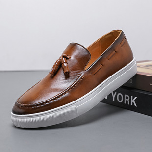 Cross-border plus size Tassel Board Shoes Men's European and American Slip-on Show Shoes Daily Men's Personalized Business Casual Leather Shoes