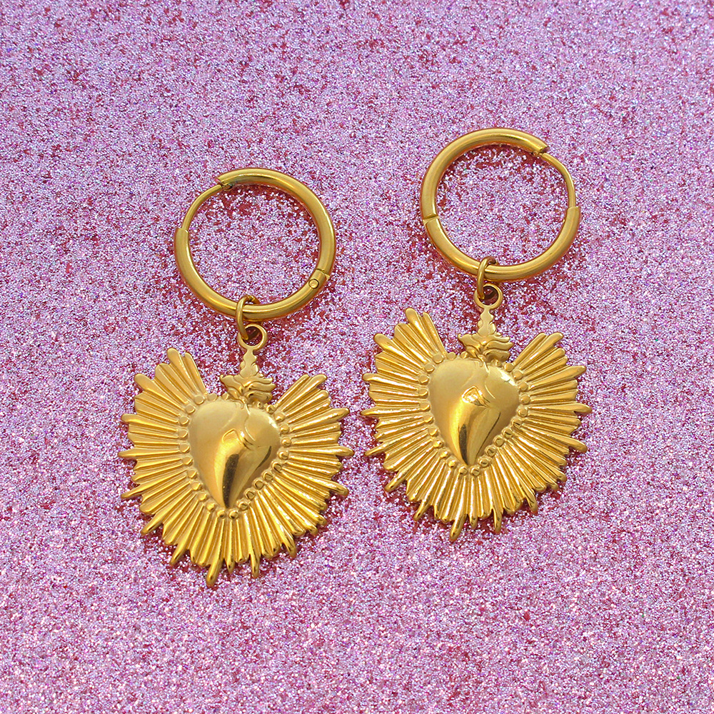 Stone-Free Inlay Material Jewelry Set Classification PVD Coated 18K Gold Real Gold Plated Heart Shape 303 Stainless Steel 304 Stainless Steel Y2K Waterproof Non Tarnish 304 Stainless Steel Earrings Necklace