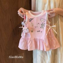 女童背心裙休闲夏装中小童宝宝洋气卡通刺绣连衣裙子可爱0173A047