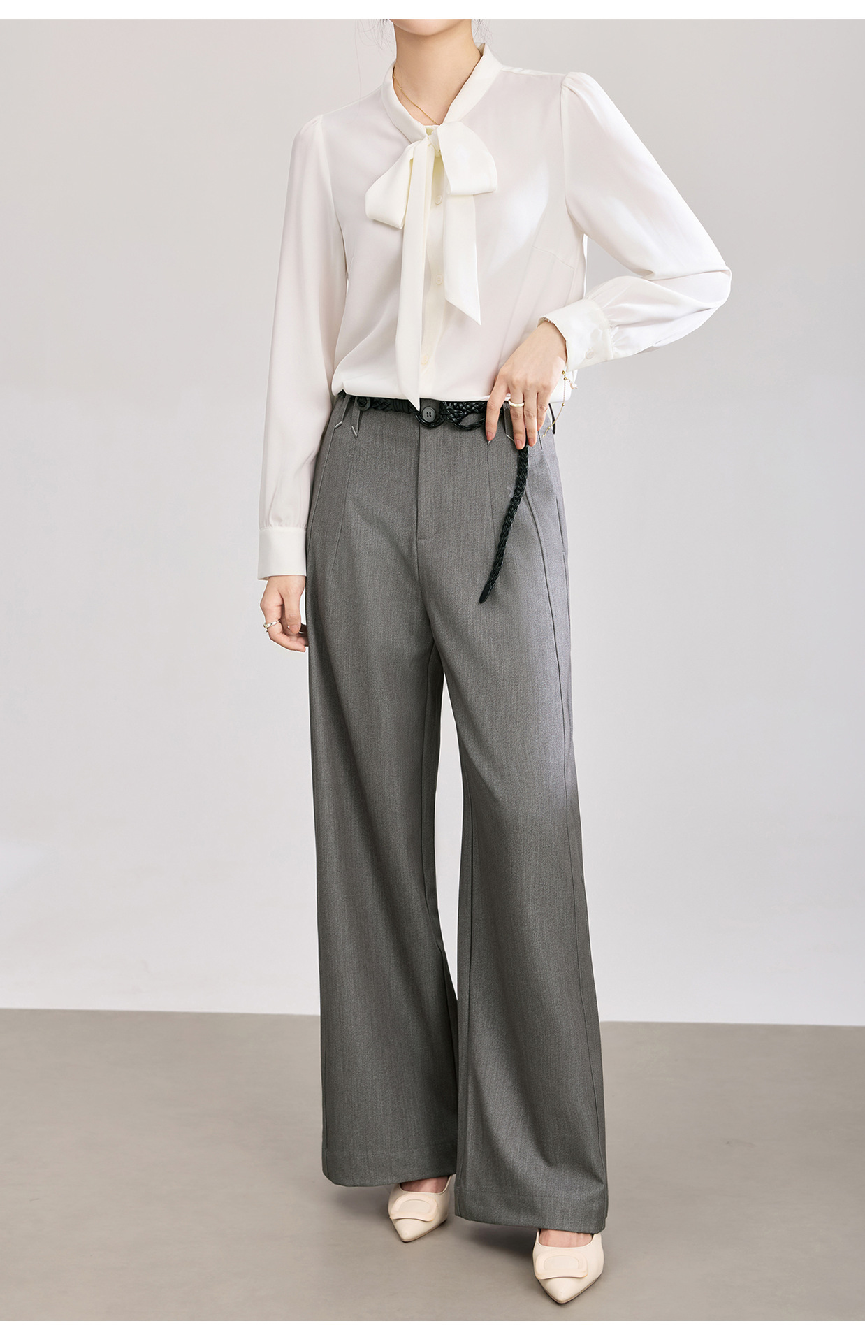 Quần culottes nữ ống rộng dáng suông chất len pha tơ nhân tạo cao cấp — Xanh lông mòng đen chi tiết 27