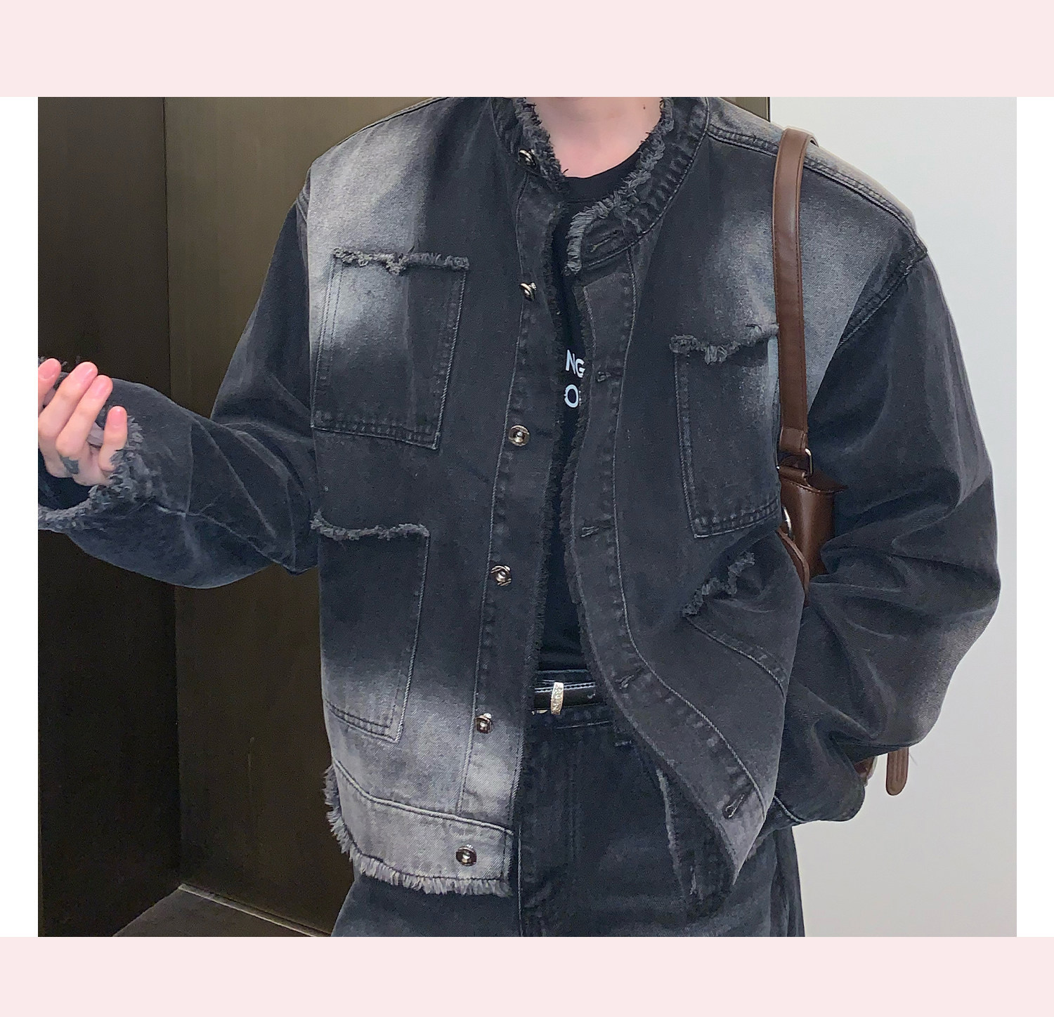 Giacca in jeans da uomo distressed retro lavaggio stile urbano_voghion.com