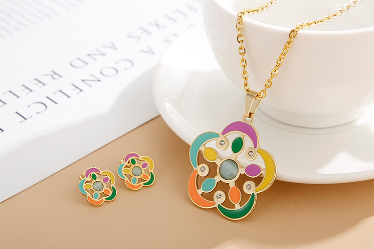 fashion creative dragonfly earrings diamond necklace set wholesale