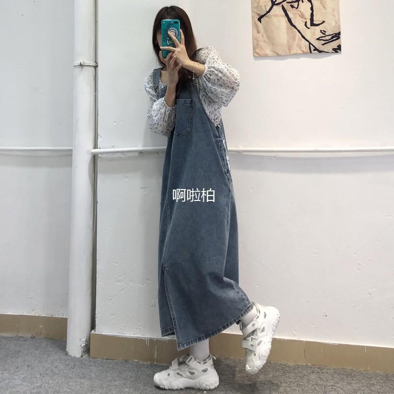 牛仔背带长裙女春秋新款宽松显瘦小个子夏款设计感小众吊带连衣裙|undefined