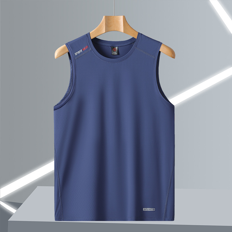 Ice Silk Men's Vest Summer Sports and Leisure Ice-Feel Thin Breathable Running Fitness Quick-Drying Clothing 2393