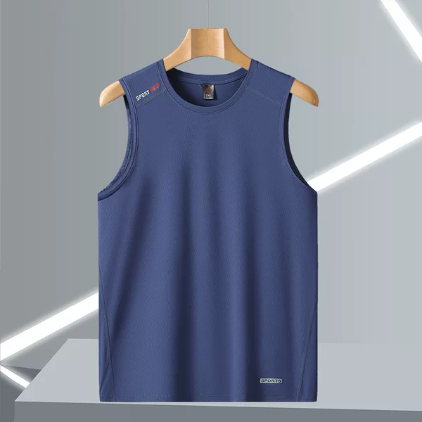 Ice Silk Men's Vest Summer Sports and Leisure Ice-Feel Thin Breathable Running Fitness Quick-Drying Clothing 2393