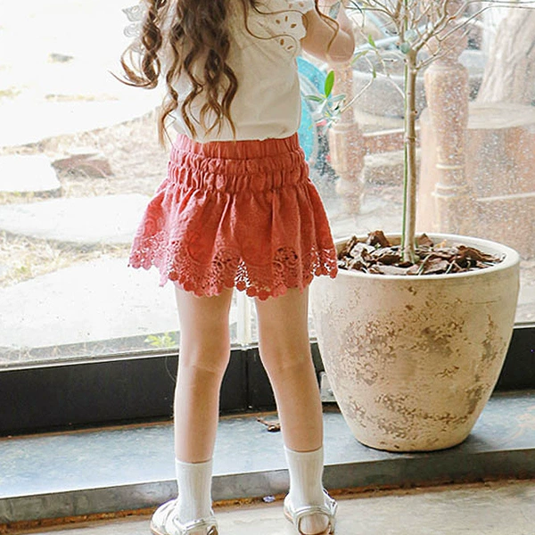 (KH739) Rust red lace pants skirt
