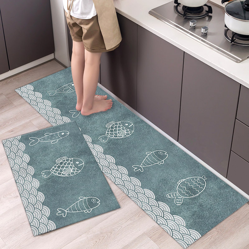 Cocina simple absorbente de aceite alfombra de piso de entrada del Hogar antideslizante alfombra de piso matorral alfombra de piso de terciopelo de cristal se puede fijar