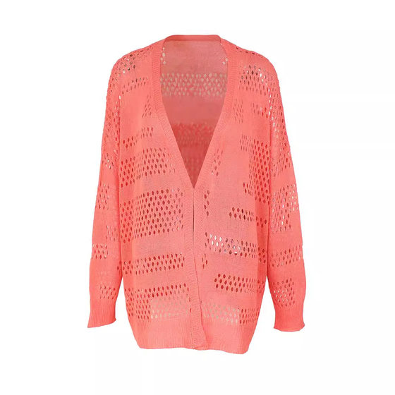 Foreign Trade Cross-border Europe and America Amazon Source Factory Women's Hollow Beach Cover Knitted Cardigan Spring Summer Autumn