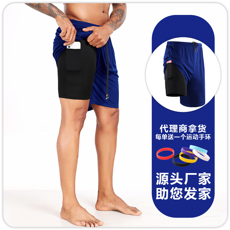 B6150 pantalones cortos falsos de hombre de verano delgados sueltos casuales de cinco puntos respirables pantalones de baloncesto para correr