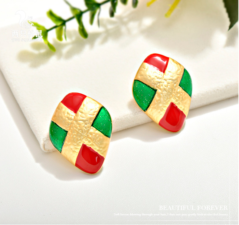 1 Par Retro Irregular Epoxy Aleación Pendientes display picture 1