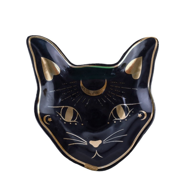 Plato de joyería de cerámica lindo de Halloween cuidadosamente seleccionado Plato de gato para niños Plato de anillo de escritorio de dormitorio Plato de dim sum Decoración