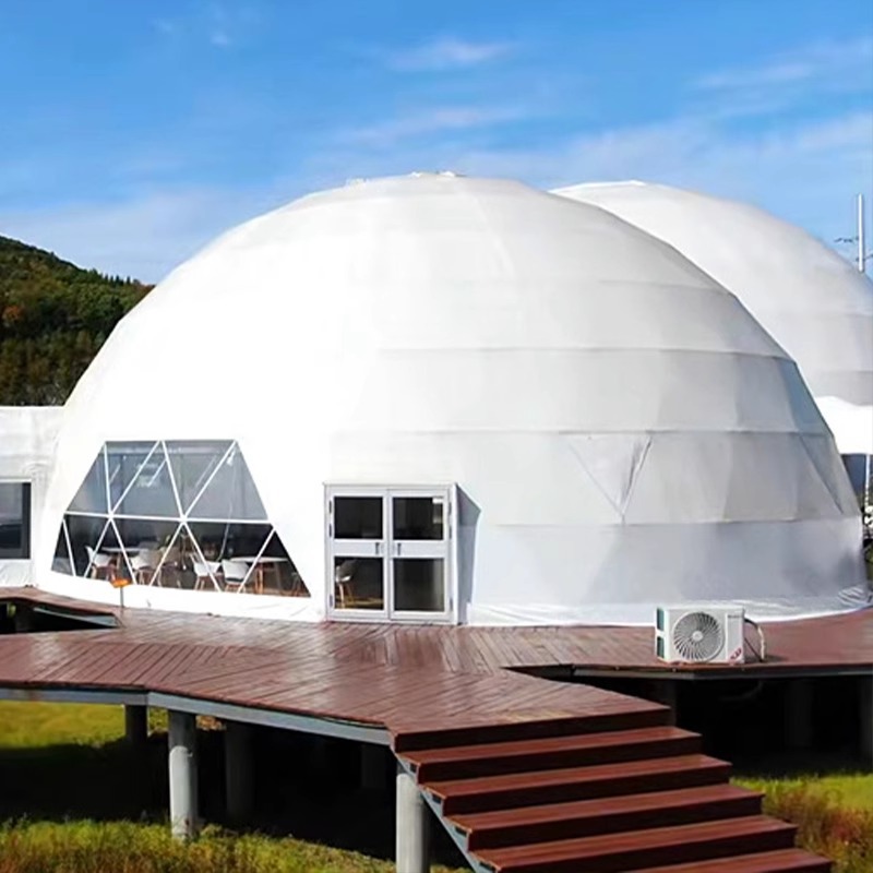 Gran cabina esférica al aire libre tienda esférica actividad de cubierta translúcida celebración de bodas banquete de vino invernadero de actividad temporal