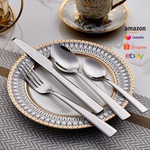跨境方柄ins风刀叉勺不锈钢餐具套装西餐牛排刀勺子叉子甜品勺叉