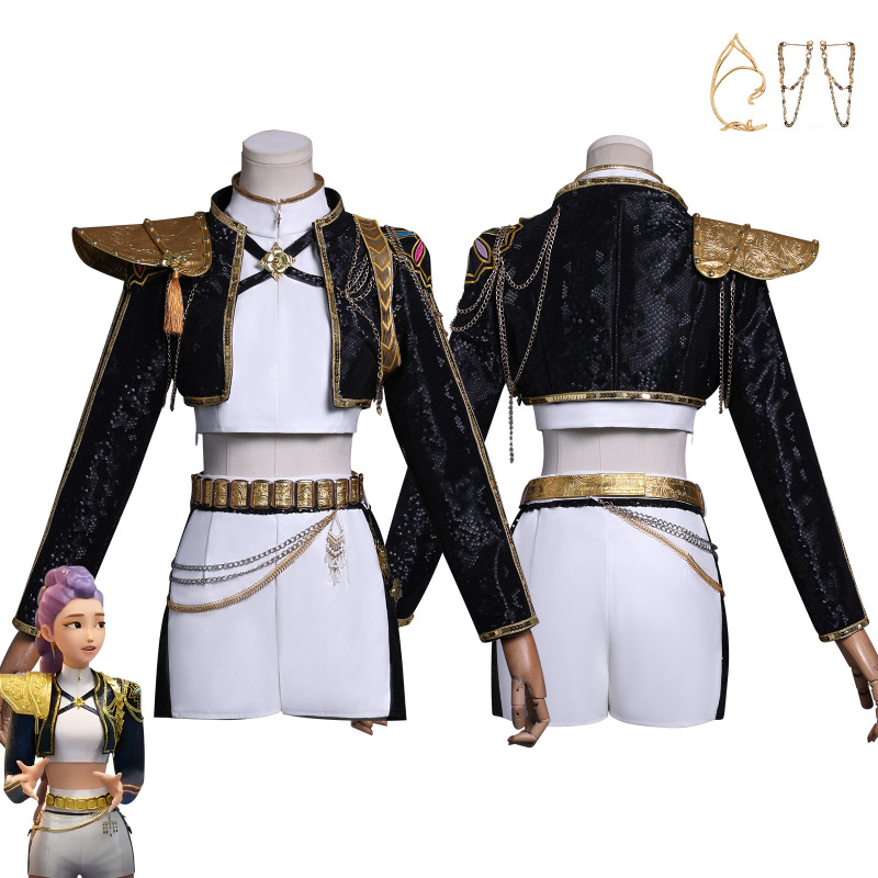 新丝璐跨境新款韩流K-POP猎魔女团服米拉米拉鲁米黑皮款cosplay服|undefined