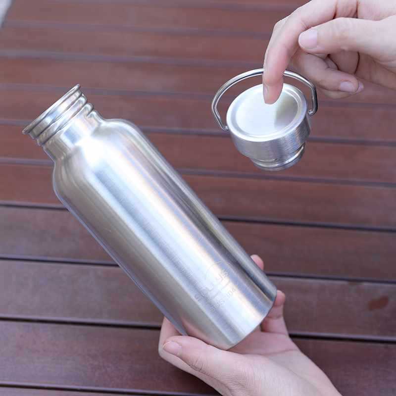 Food Grade 304 stainless steel water cup single layer sports kettle outdoor non-insulated cup all steel camping drop-resistant