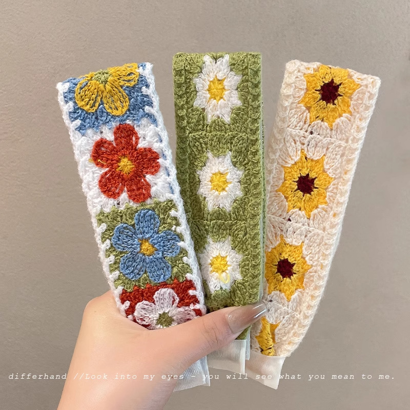 Banda para el cabello con velcro bordada de temperamento de súper hada, flequillo en la frente femenina, cabello roto, diadema de artefacto de acabado, flequillo, horquilla