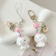 植毛かわいいクラウンウサギ携帯ストラップinsアニメ立体小動物バッグ掛けキーホルダー学生掛け飾り