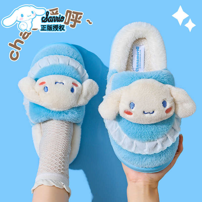 Sanliogou zapatillas de algodón de talón para mujeres otoño y invierno 2025 nuevas zapatillas de algodón casero de terciopelo KULOMI gruesas