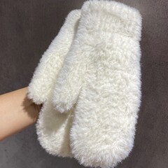手套女冬季针织可爱韩版学生毛绒骑行防寒情侣加绒加厚保暖秋冬天
