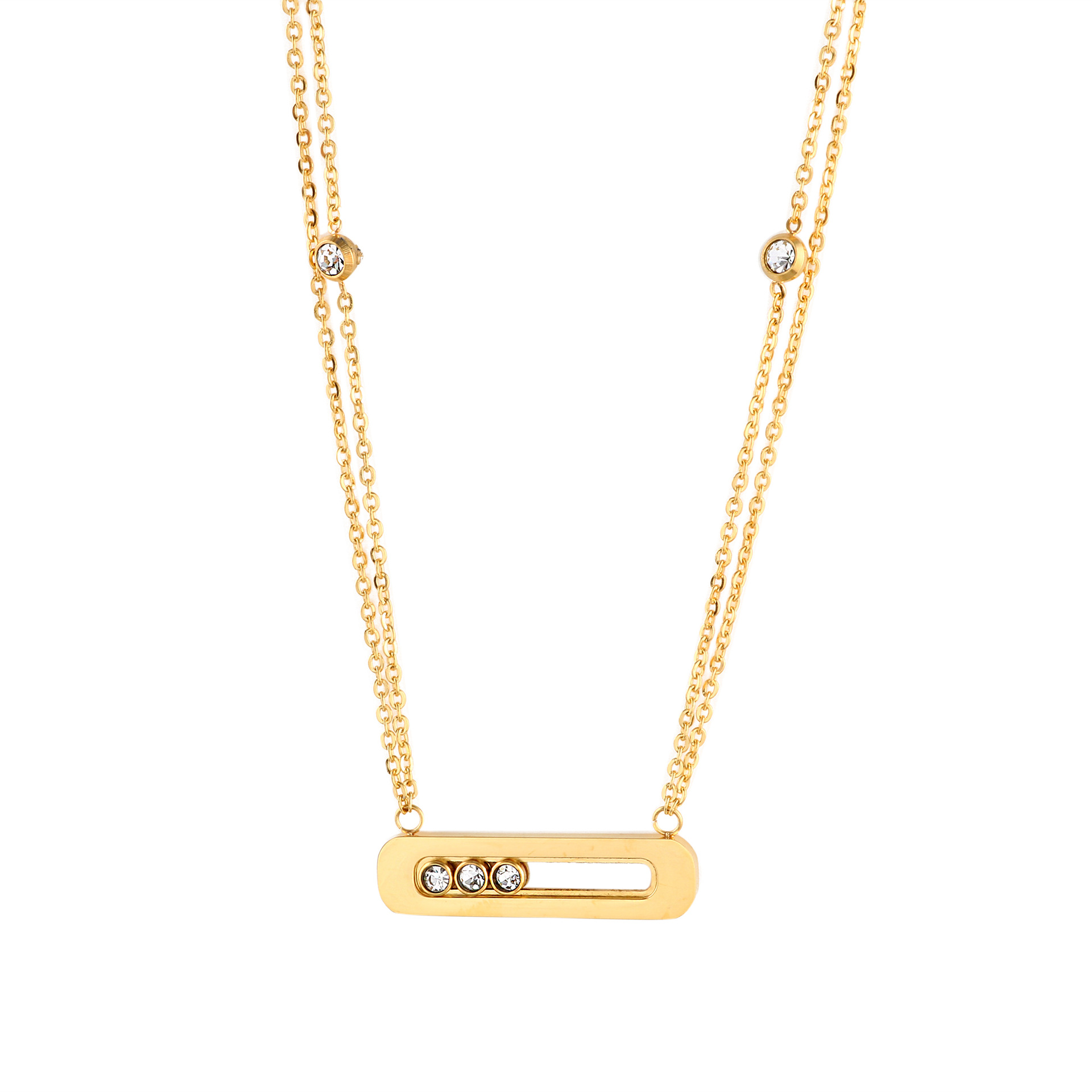 Designer light luxury K gold necklace titanium steel does not fade love women's jewelry versatile pendant collarbone chain_voghion.com