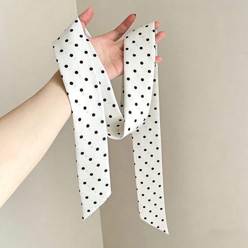 3# beige polka dot thin silk scarf about 145cm