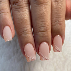 nails穿戴甲爆閃法式中長款歐方可愛假指甲穿戴甲甲片可拆卸美甲