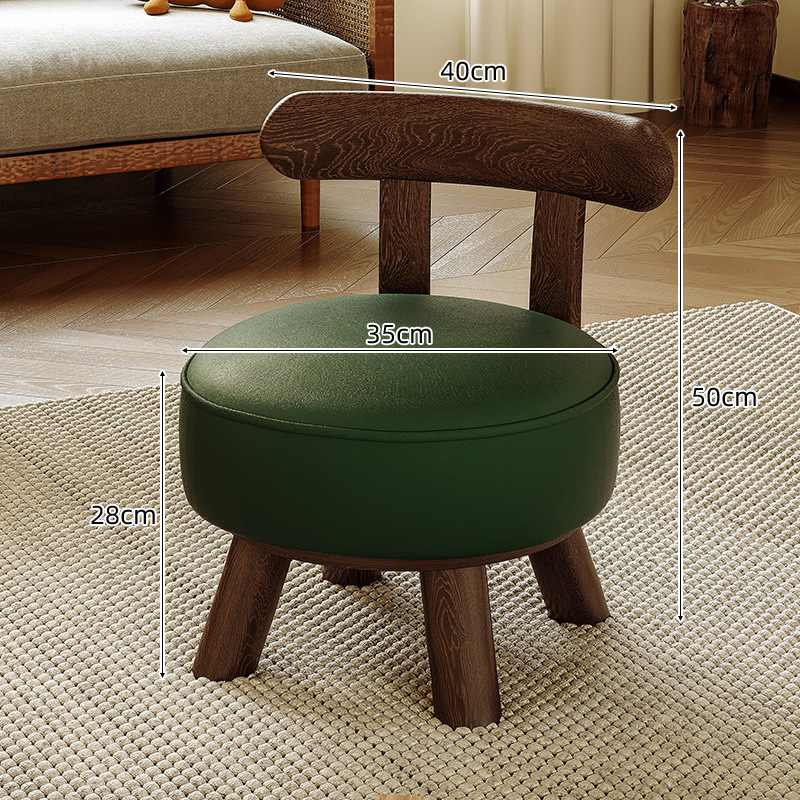 Taburete de madera maciza respaldo silla pequeña taburete de sala de estar simple taburete bajo taburete redondo taburete de zapatos
