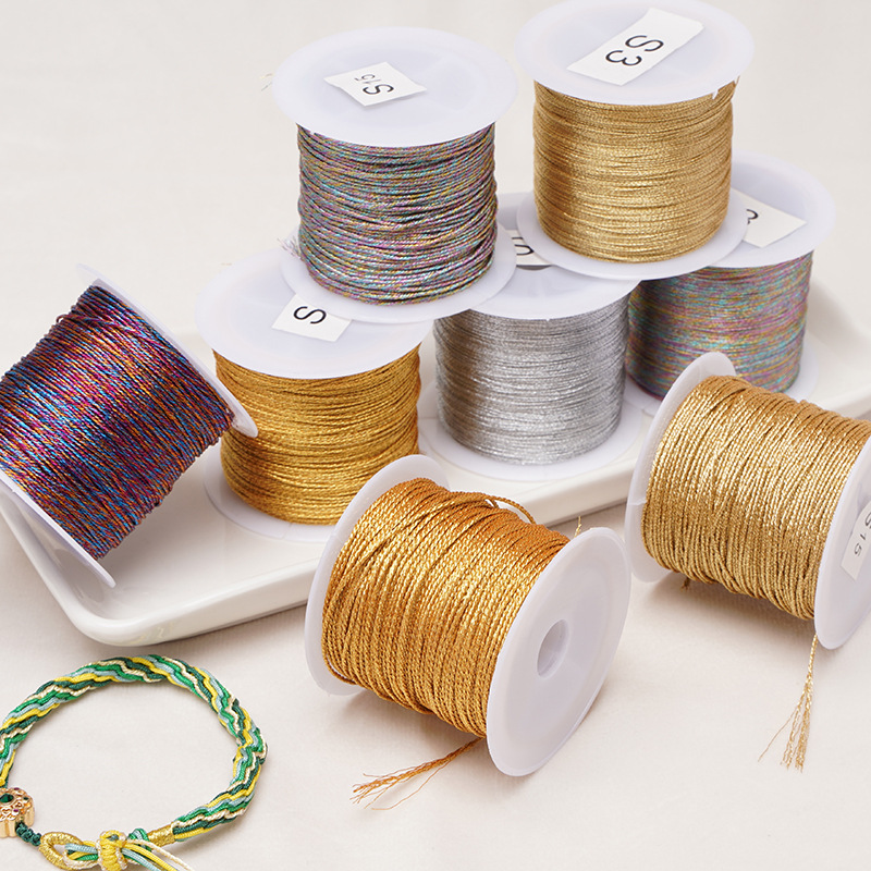 6 hilos de hilo de color mágico hilo de hilo de oro hilo de cuerda trenzada cuerda de mano joyería de bricolaje colgante pulsera cuerda trenzada 3 hilos cuerda de color mágico