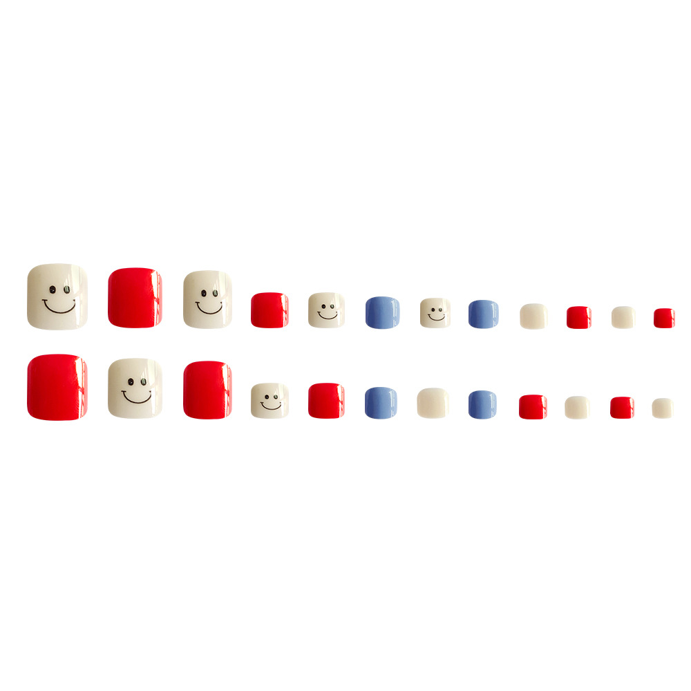 Uñas postizas sonrientes frescas y simples, dulces, frescas y blancas, uñas de pies desmontables, uñas de uñas desmontables