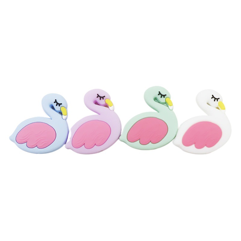 Venta directa de fábrica suministros para bebés silicona Flamingo DIY cuentas mordedor cuentas sueltas bebé chupete cadena Accesorios