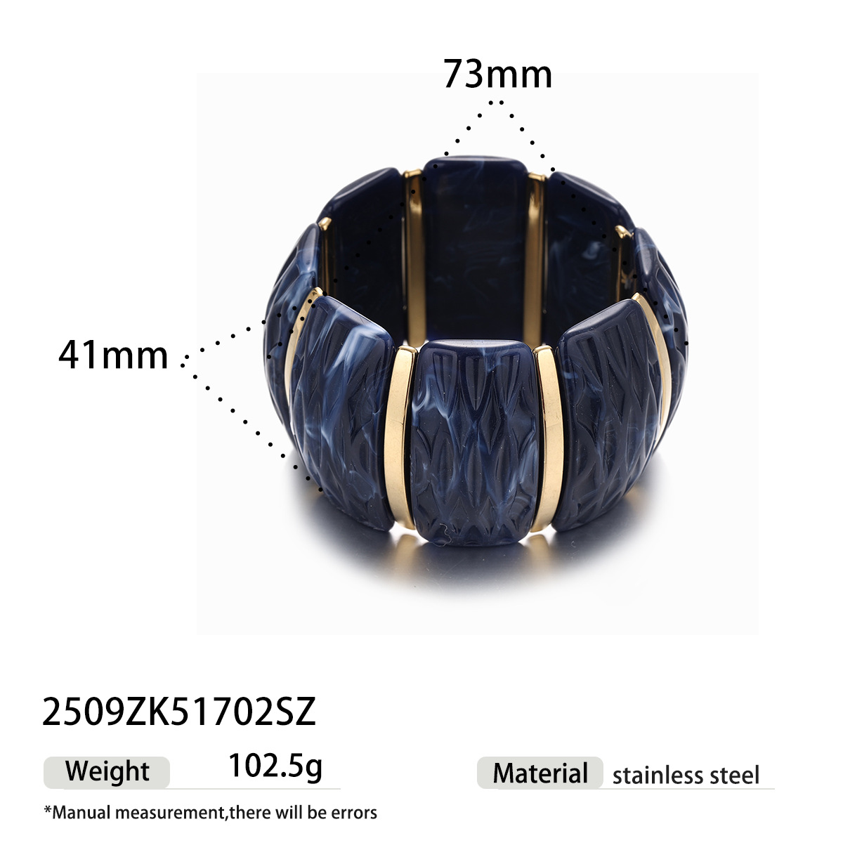 Tina estilo europeo y americano acrílico pulsera de acero inoxidable mujer alta sensación de joyería a rayas de color universal sentido de diseño cruzado image 13