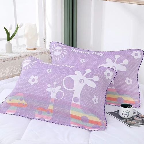 Three-layer gauze pillowcase cartoon jacquard four seasons student adult couple blanket towel large pillowcase wholesale dropshipping one piece