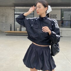 春秋季新款高版本立领刺绣上衣条纹运动女子休闲夹克宽松短款外套