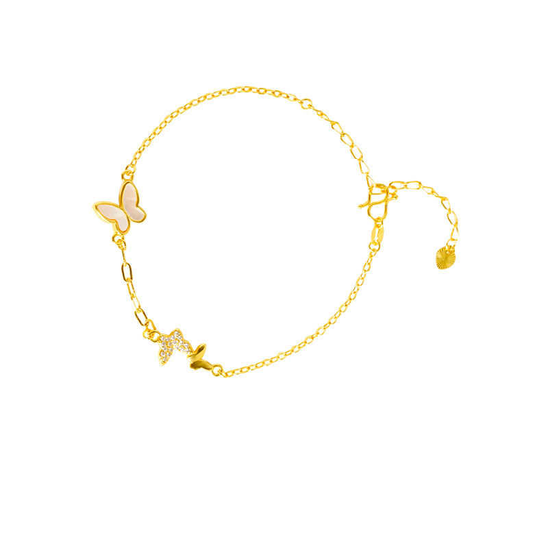 2024 nuevos productos lujosos pulseras mariposa de frita coreana simple vietnamita color de oro de arena micro-incrustado nicho de diseño suministro