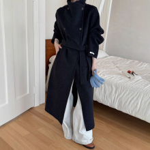 【暖冬立领版】双排扣双面手缝羊绒大衣女宽松慵懒韩版羊毛呢外套