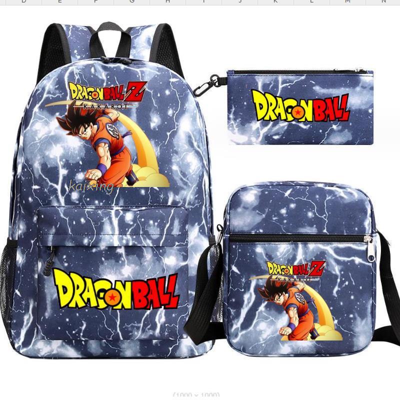 Juventud Dragon Ball mochila estudiante bolsa de hombro bolsa de viaje conjunto de 3 piezas