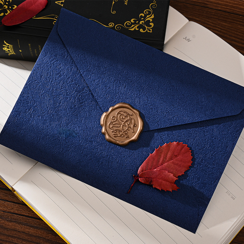 Retro ins alta sensación de sobres de madera grabada pareja carta de amor exquisita confesión bolsa de tarjetas de felicitación papel de carta sello de pintura de fuego