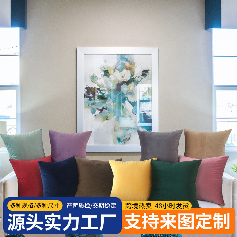 Cross-Border New Product Velvet Pure Color Nap Pillow Super Soft Sofa Cushion Kidsren's Room Ornaments with Core Pillow