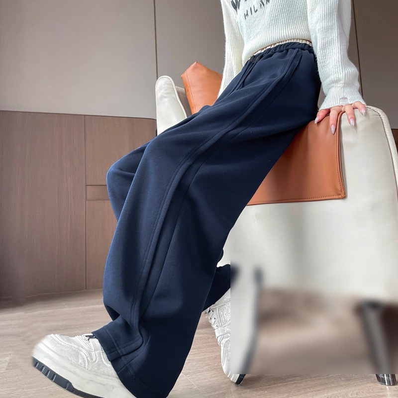 现货厂家批发 高腰窄版 阔腿弯刀休闲裤女 新款宽松亲肤垂顺长裤|undefined